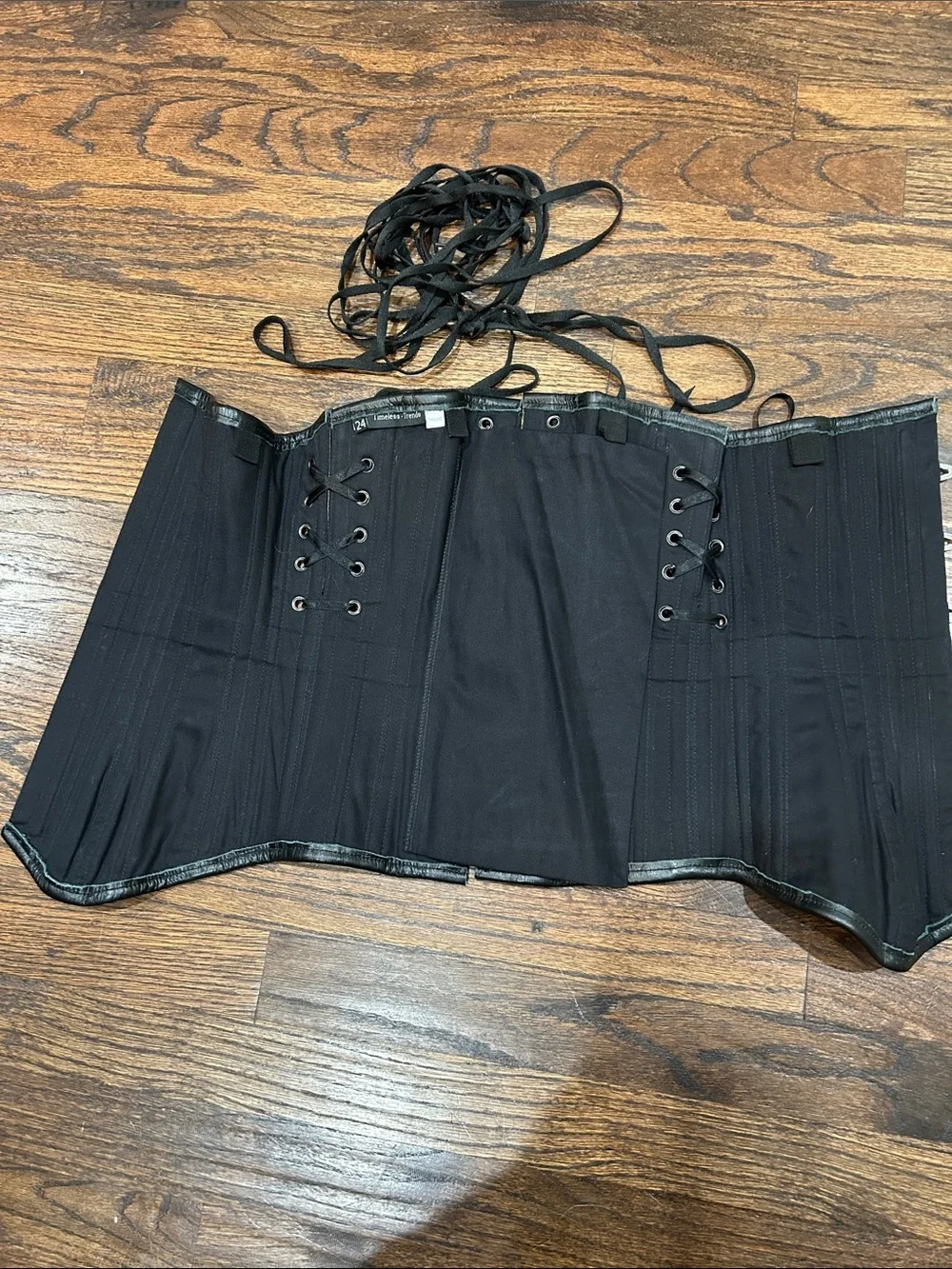 Timeless-Trends Black‎ Genuine Leather Underbust Lace Up Corset Size Smal